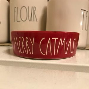 Two Rae Dunn Christmas cat bowls